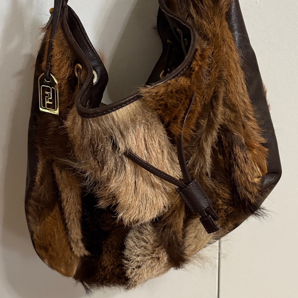 FENDI vintage calf hair hobo drawstring bag - Picture 14 of 17